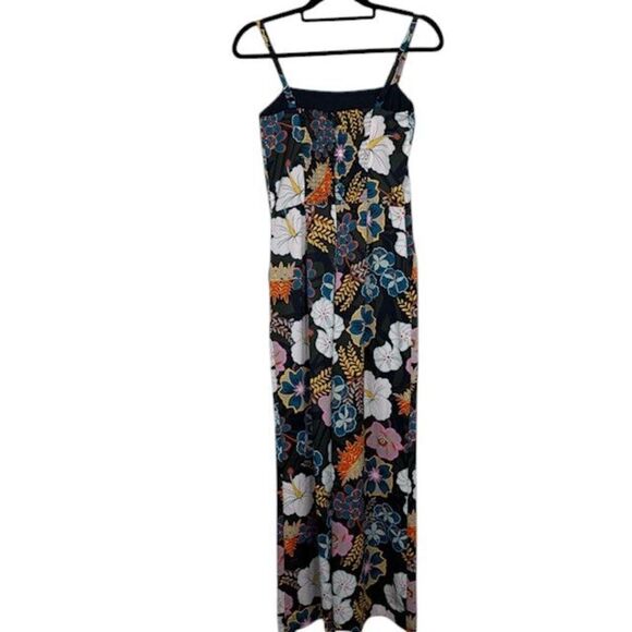 Rachel Roy Zandra Jumpsuit Sleeveless Smocked Zipper Back Black Floral Size 2 - Picture 6 of 16